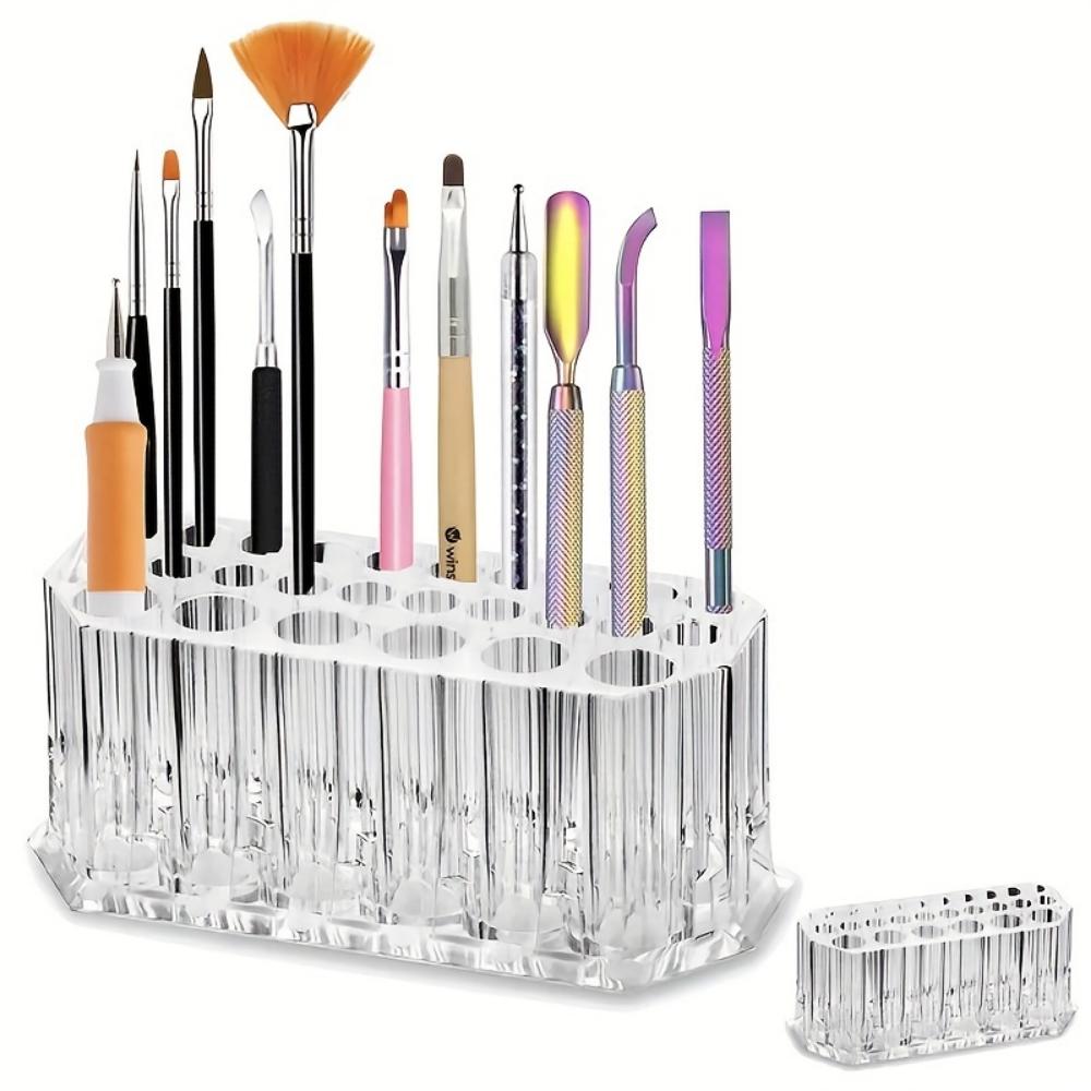 Maniküreständer mit 26 Löchern, transparenter Stifthalter aus Acryl, minimalistische Aufbewahrungsbox für Maniküre- und Make-up-Pinsel, Aufbewahrungsbox für den Schreibtisch, Aufbewahrungsbox für Make-up.