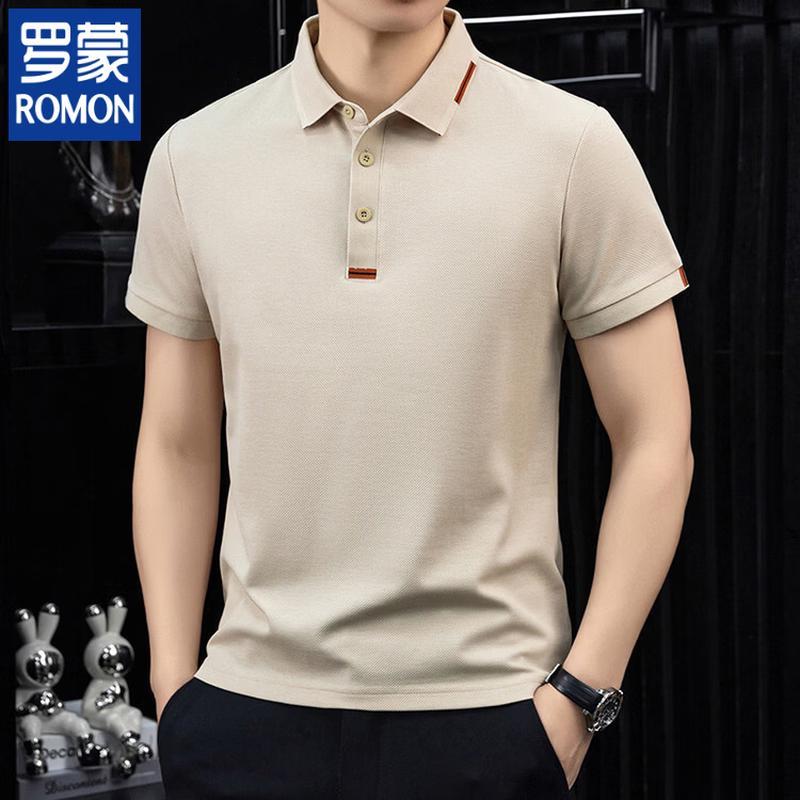 

ROMON Men s Summer Lapel Polo Shirt 3XL
