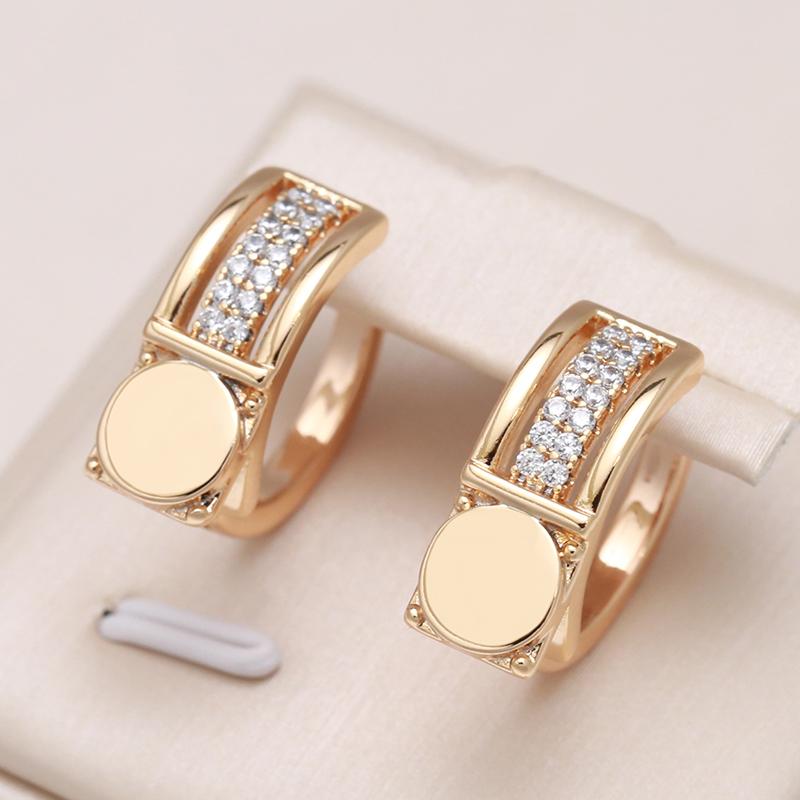 New Retro Glossy Hoop Earrings Rose Gold Color Fashion Wedding Jewelry Unique Modern Natural Zircon Drop Earrings