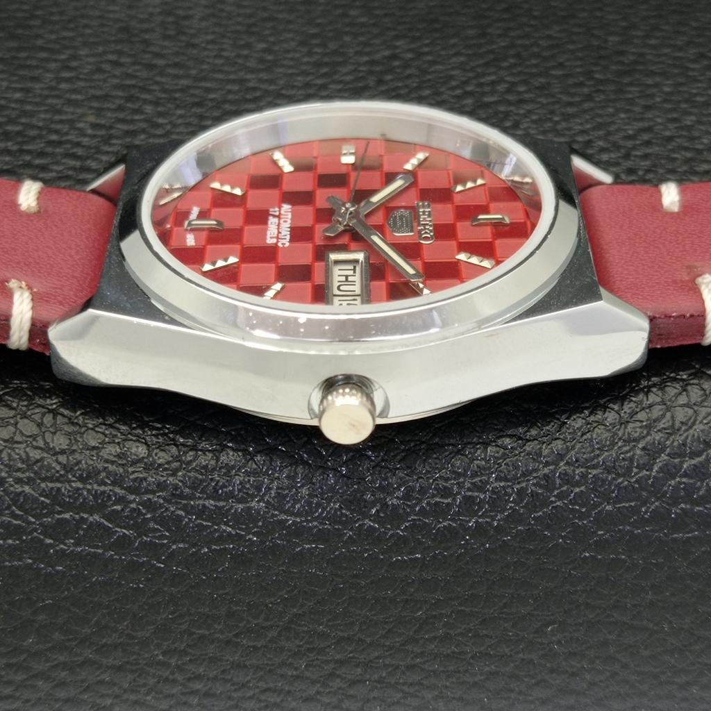 REFURBISHED JAPAN SEIKO 5 6309A AUTOMATIC MENS RED COLOR DIAL WATCH A440220-9 Sk-a440220-1