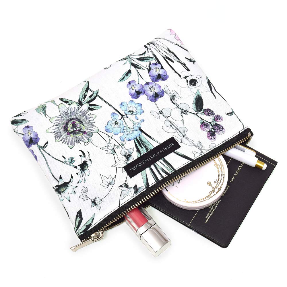 BOTANY & WATERCOLORS Botanical Garden Flat Pouch, Women's, Stylish and Cute, W1503000