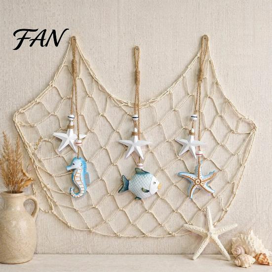 Seaside Inspired Wall Decor Wooden Starfish Hanging Decoration, Nautical Coastal Ornament, Ocean Natural Wood Theme Art for Home Beach Lake House