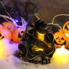 Creative Gift for Halloween Lovers Wizard Ghost LED Night Light with Embossed Skull Base, Resin Glowing Figurine, Environmentally Friendly Craft