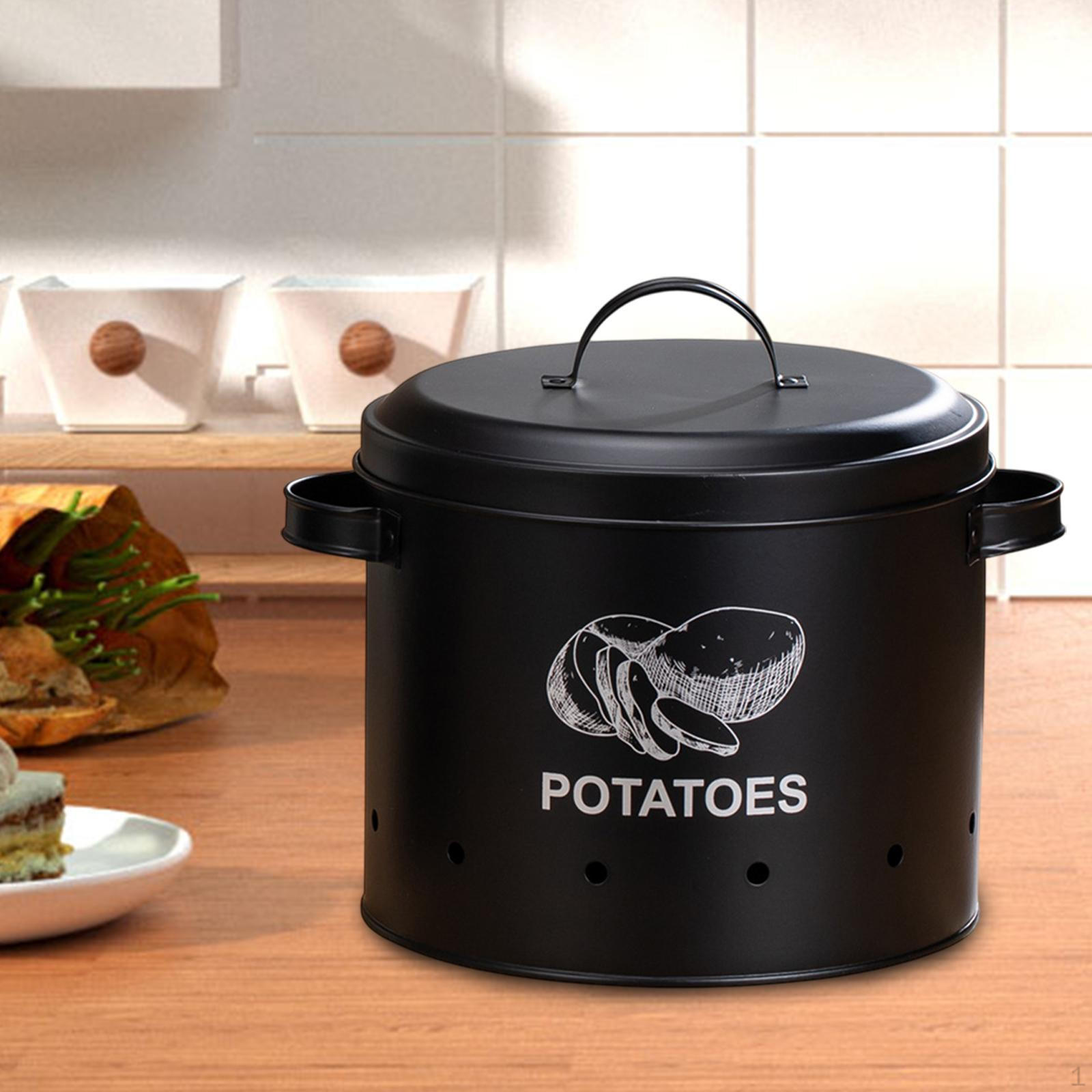 

Farmhouse Kitchen Canister Vegetable Storage Tin Easy Use with Lid S