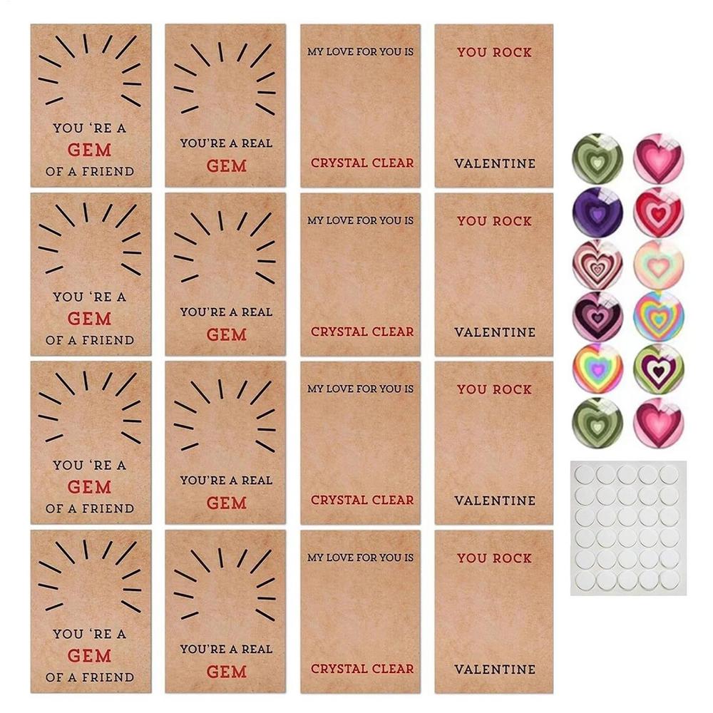 

Valentines Day Card Valentine Day Heart Stone Postcard 12 Pieces Rock Greeting Cards Set For Kids Boys Girls Friends School