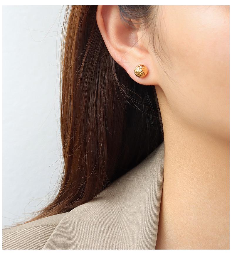 Marka French Small Gold Ball Stud Earrings: 18k Gold-Plated Titanium Steel Jewelry for Women