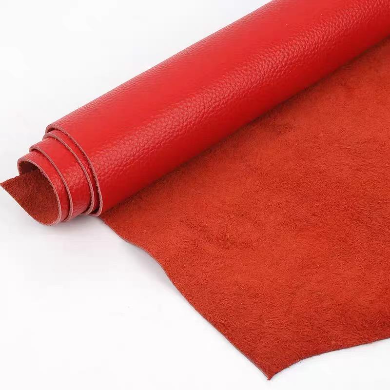 Big Red Cowhide, Lychee Patterned Soft Leather Fabric, Sofa Seat Cushion, Headboard Soft Bag, Whole Top Layer Leather