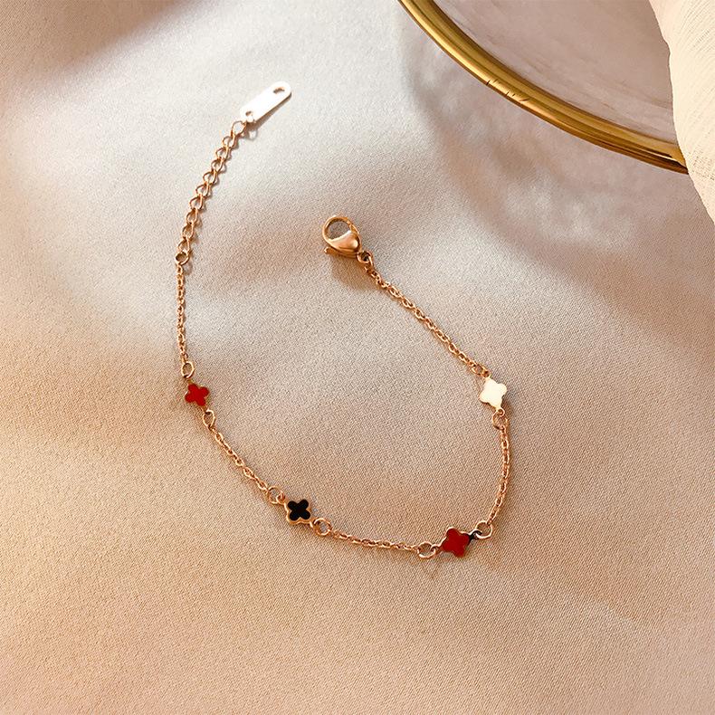 

Браслет-талисман на удачу из розового золота 18 карат для женщин - Студенское украшение в корейском стиле из титановой стали