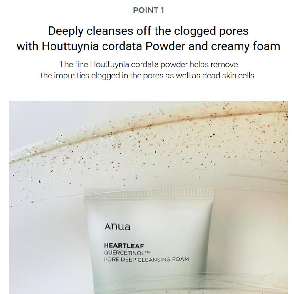 Anua Heartleaf Quercetinol Pore Deep Cleansing Foam 150ml (+25ml) Korean Pore-Clearing Face Wash with BHA