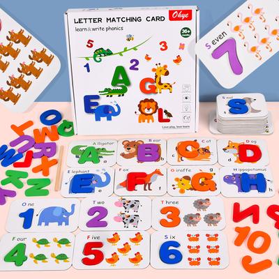Numbers, Letters, Cognitive Matching Cards, Children'S Early Education Three-Dimensional Double-Sided English Word Puzzle Educational Toys