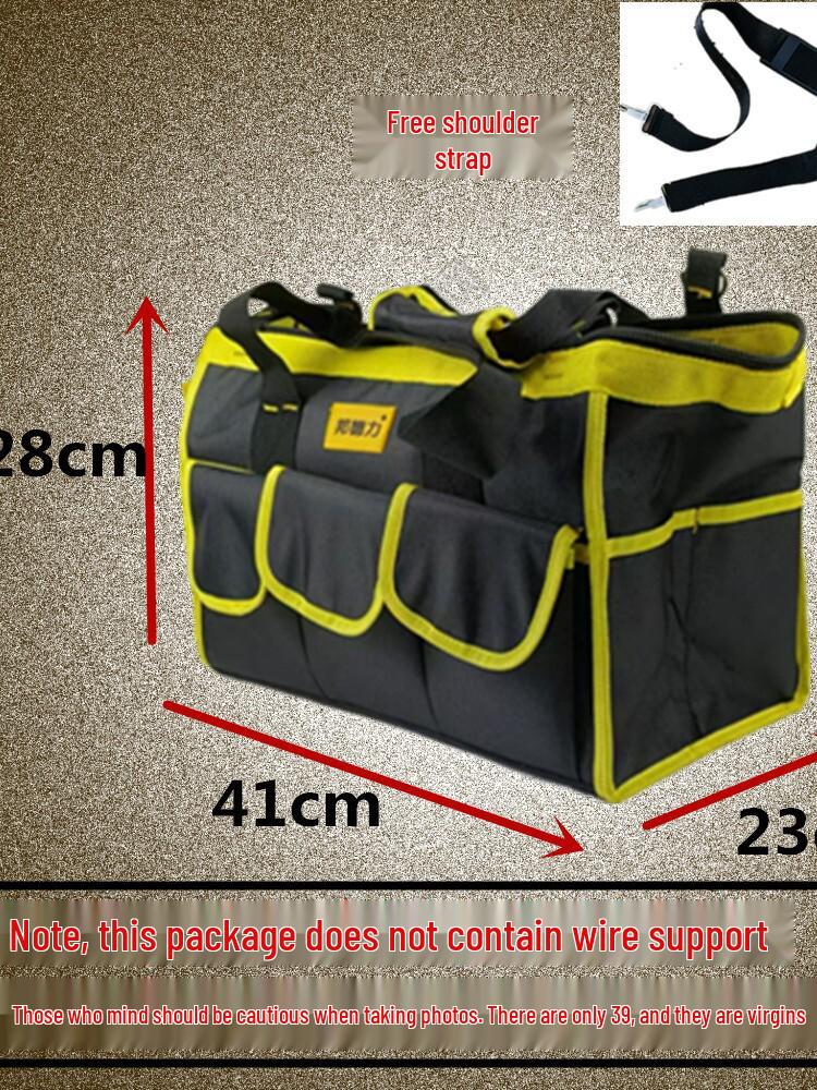 Extra Large Wear-Resistant Canvas Electrician Tool Bag with Shoulder Strap - Multifunctional Repair Bag