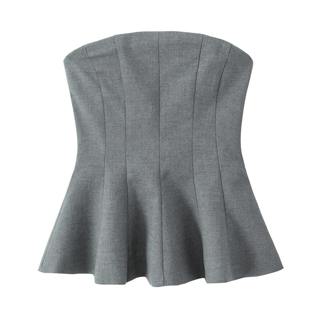 2024 Winter Women's European & American Style Fashion: Simple Short Skirt & Bandeau Top