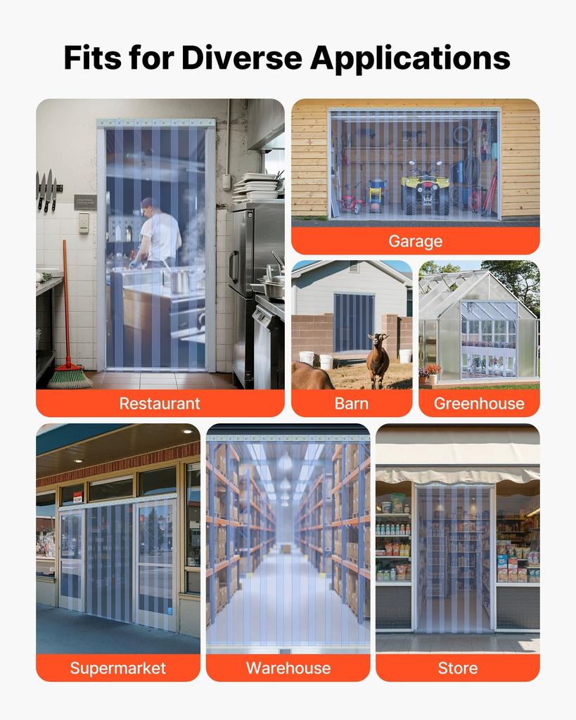 Streifenvorhang PVC Türvorhang 50' x 8" Rolle Kühlraum Gefrierraum Klarer Kunststoff