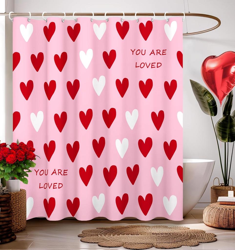 Shower Curtain for Bathroom Decor Curtains Love Heart Bathtub Cortinas de Baño Cute Decorative Unique Design Pretty Women