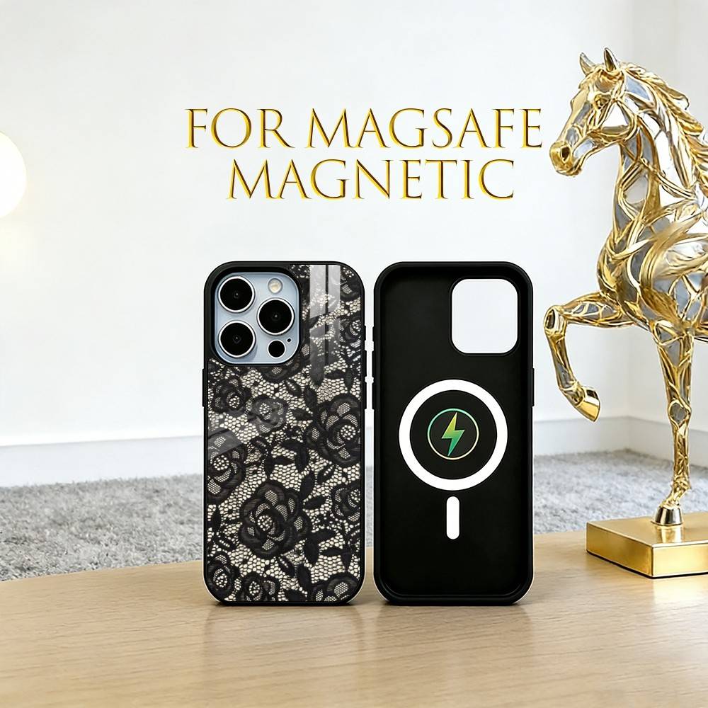 Vintage Lace Phone Case For Phone Case For iPhone17,16,15,14,13,12,11 Plus,Pro Magnetic For Magsafe Wireless Charging
