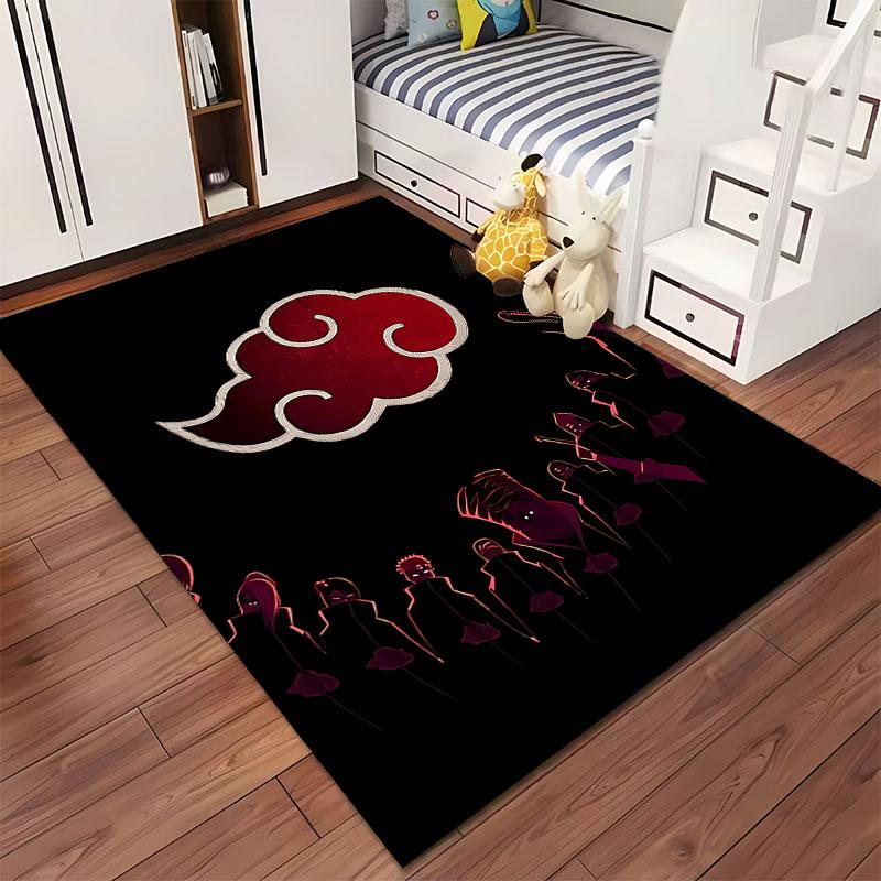 Rotes Wolkensymbol auf schwarzem Teppich, geeignet als rutschfeste Matte für das Wohnzimmer oder das Sofa im Schlafzimmer