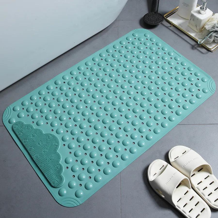 Anti-skid TPE Bath Mats Rectangle Soft Shower Bathroom Massage Mat Suction Cup Non-slip Bathtub Carpet Wash Foot  Bath Mat