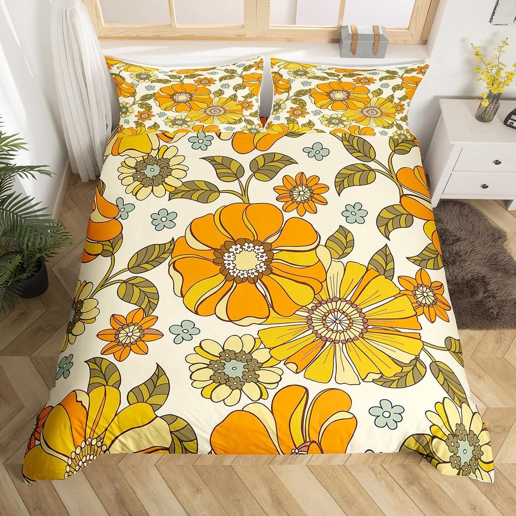 Daisy Duvet Cover Set for Kids Teens Queen Size Quilt Covers Lightweight Down Room Decor 2 Pillowcase 1 Duvet Cover No Comforter
