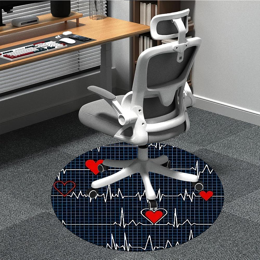 

1pc Heartbeat Pulse Office Round Area Rug, Indoor Mat Suitable ForOffice, Under Office Chairs Bedroom Living Room Home Decor, Room Decot145 80cm by 80cm