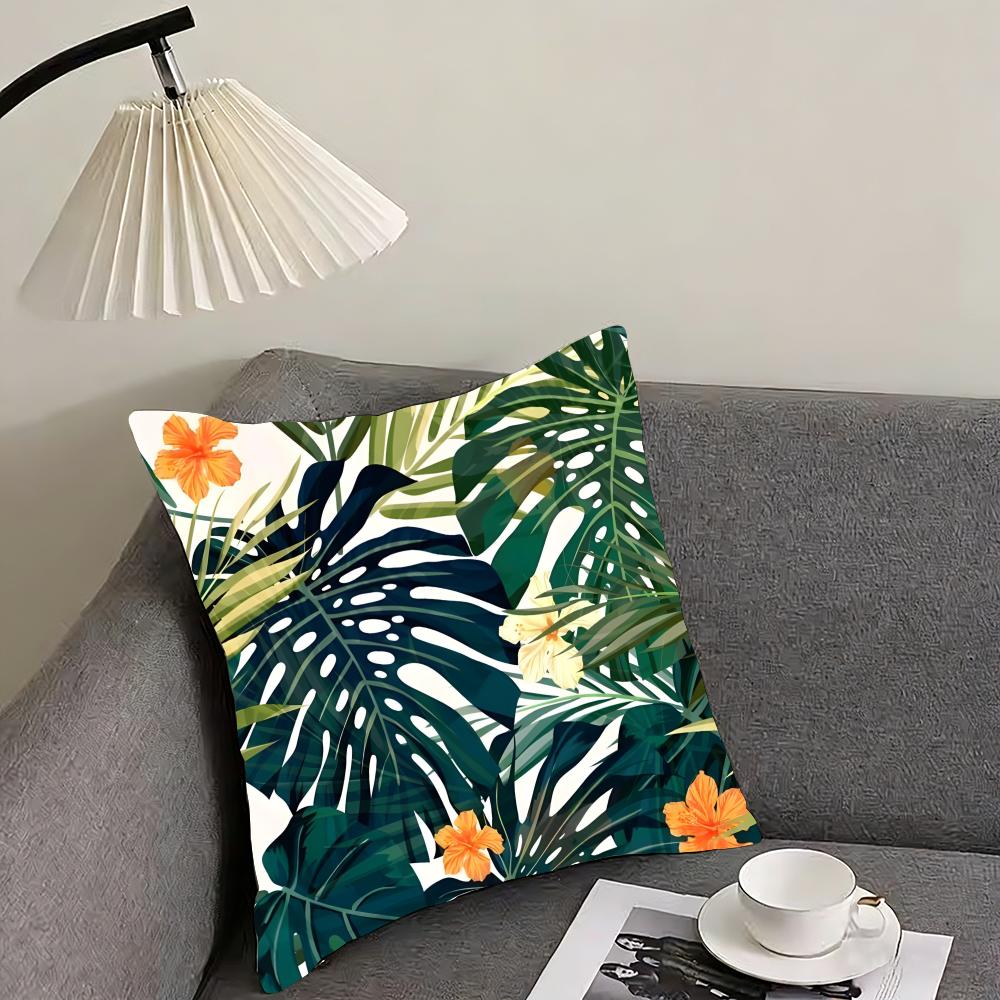 Palm Leaves Fashion Cushion Cover Pillowcase Ultra Soft Skin Friendly Fabric Cloud Like Comfort  Concealed Zipper