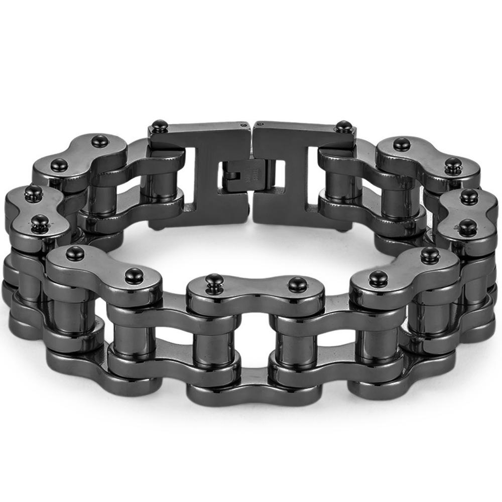 Rock And Roll 21MM Width Motorcycle Chain Man Bracelet for Men Heavy Stainless Steel Men's Bracelets Bangles Bikers Jewelry