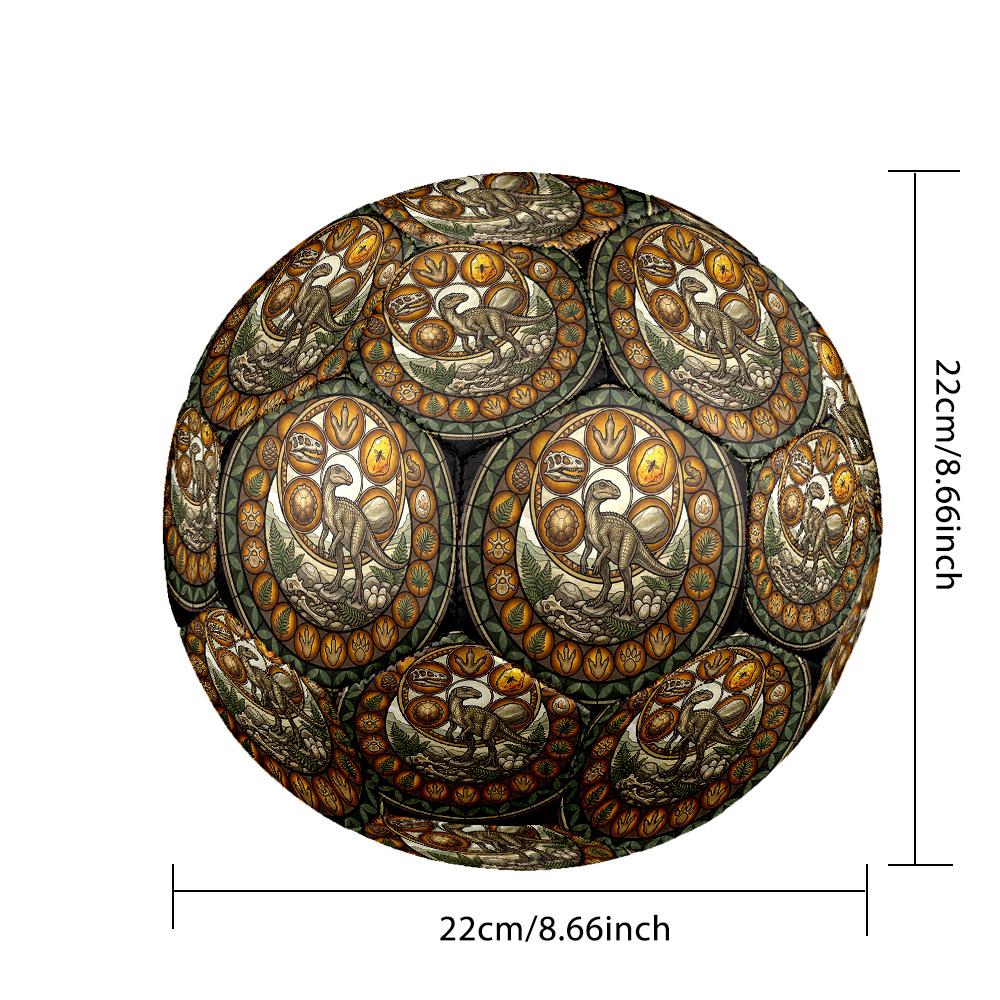Dinosaur Fossil Glass Round Football Size 5 Adult Ball Suitable for Training Matches and Outdoor Team.