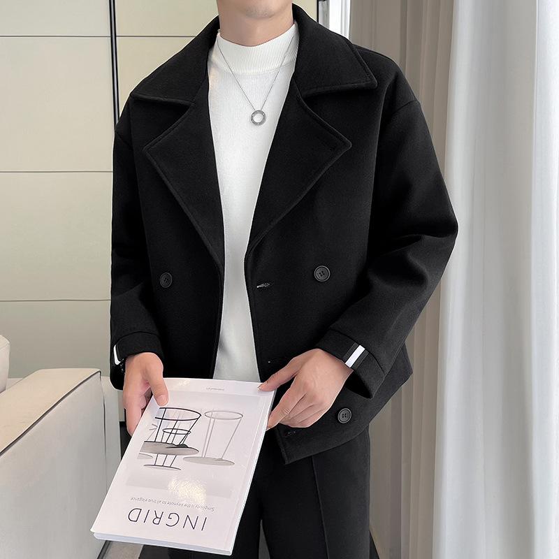 Men's Woolen Jacket Spring and Autumn New Casual Korean Style Short Lapel Windbreaker Handsome Woolen Jacket for Men