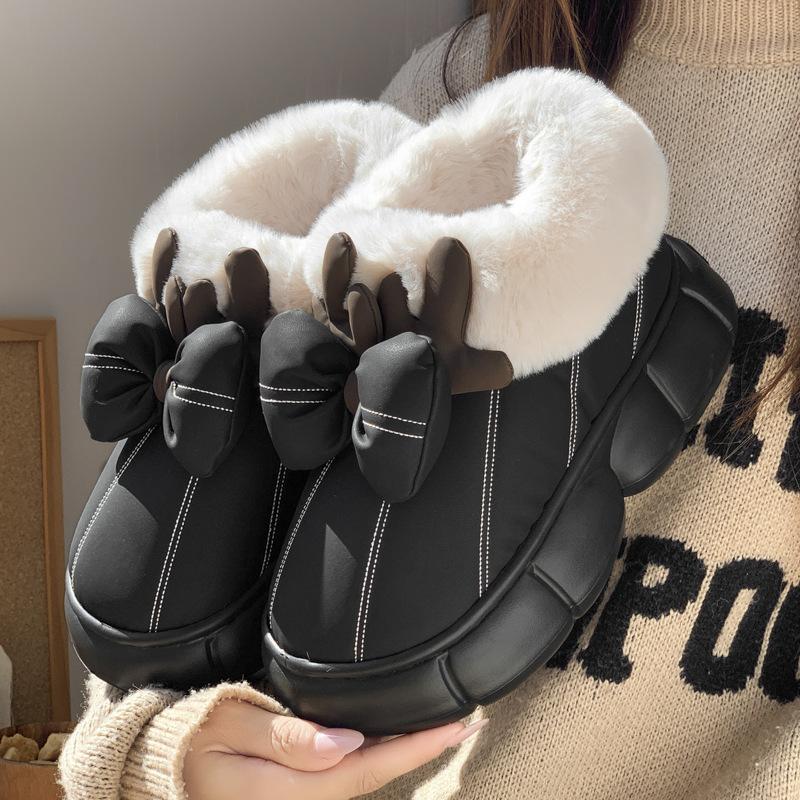 Women's Home Bootie Furry Slippers Warm Cozy Snow Boots with Fuzzy Plush Lined for Women Winter Non Slip House Shoes for Indoor Outdoor Short Boots