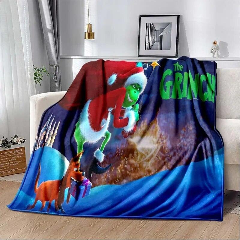 

Мультяшний різдвяний домашній диван G-Grinch, різдвяна прикраса, простирадло, зручна ковдра для сну, дитячий подарунок 50x60in