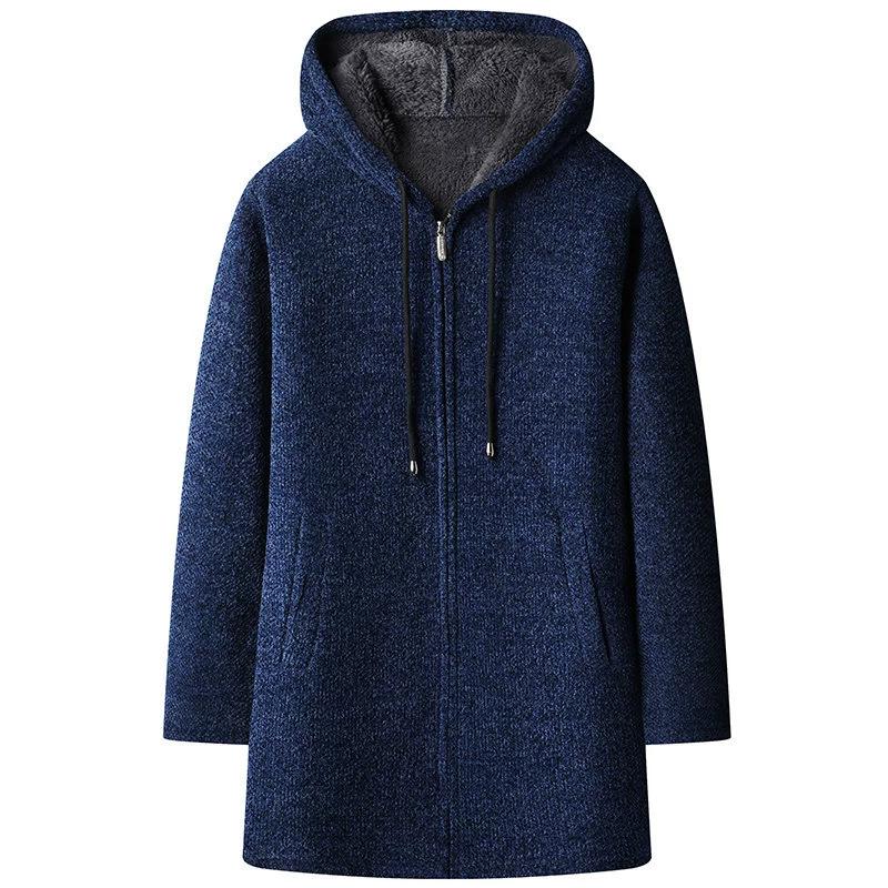Spring Autumn Mens Sweater Coats Cardigans Hooded Slim Fit Long Solid Knitted Jacket Male Casual Sweater Cardigan Winter Coats