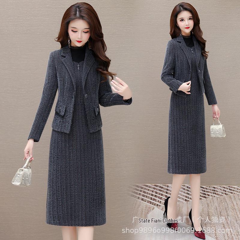 Elegant Women s Two-Piece Suit Dress - 2026 Autumn/Winter Light Luxury Collection L красный