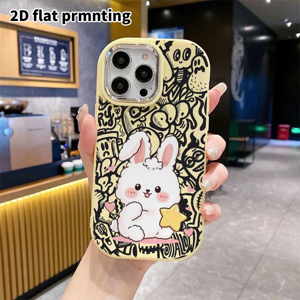 Phone Case: 2D Flat Design Suitable for iPhone 18 17 16 15 14 13 Pro, Couple Style, White Little Rabbit, Christmas and Halloween Gift