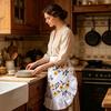 Cotton Half Apron with Daisy Print & Lace Hem Breathable Adjustable