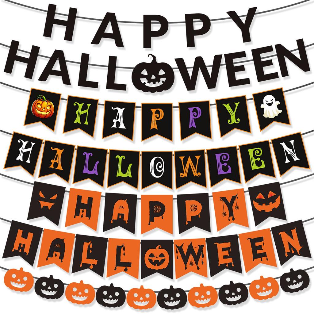 Halloween Party Decoration HAPPY HALLOWEEN Pumpkin Flag
