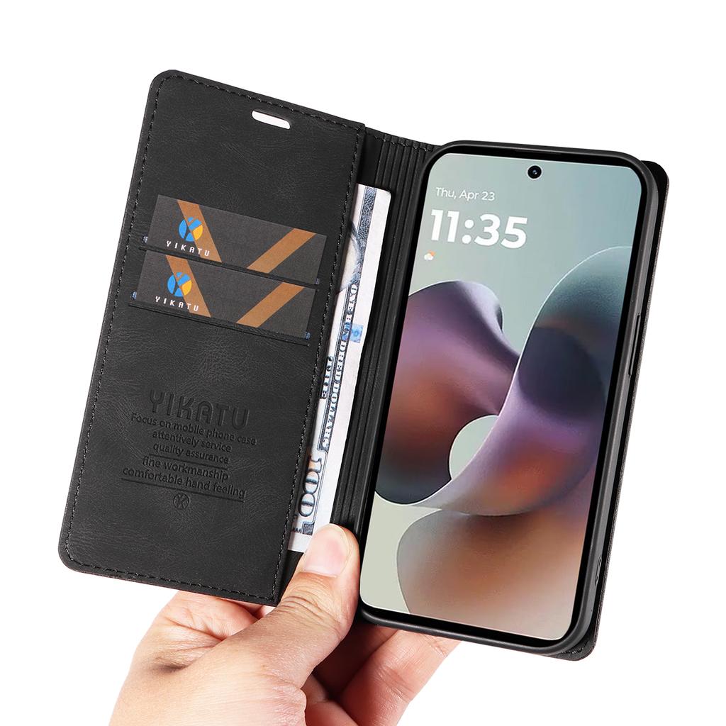 For Motorola Moto G56 5G Leather Cover YIKATU YK-004 Skin-Touch Wallet Phone Cases