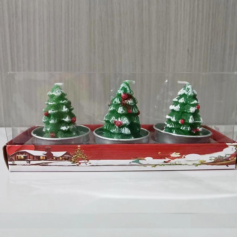 3Pcs Christmas Tree Scented Candle Handmade Santa Claus Cute Soy Wax Candles Snowman Wedding Candles Home Decoration Party Xmas