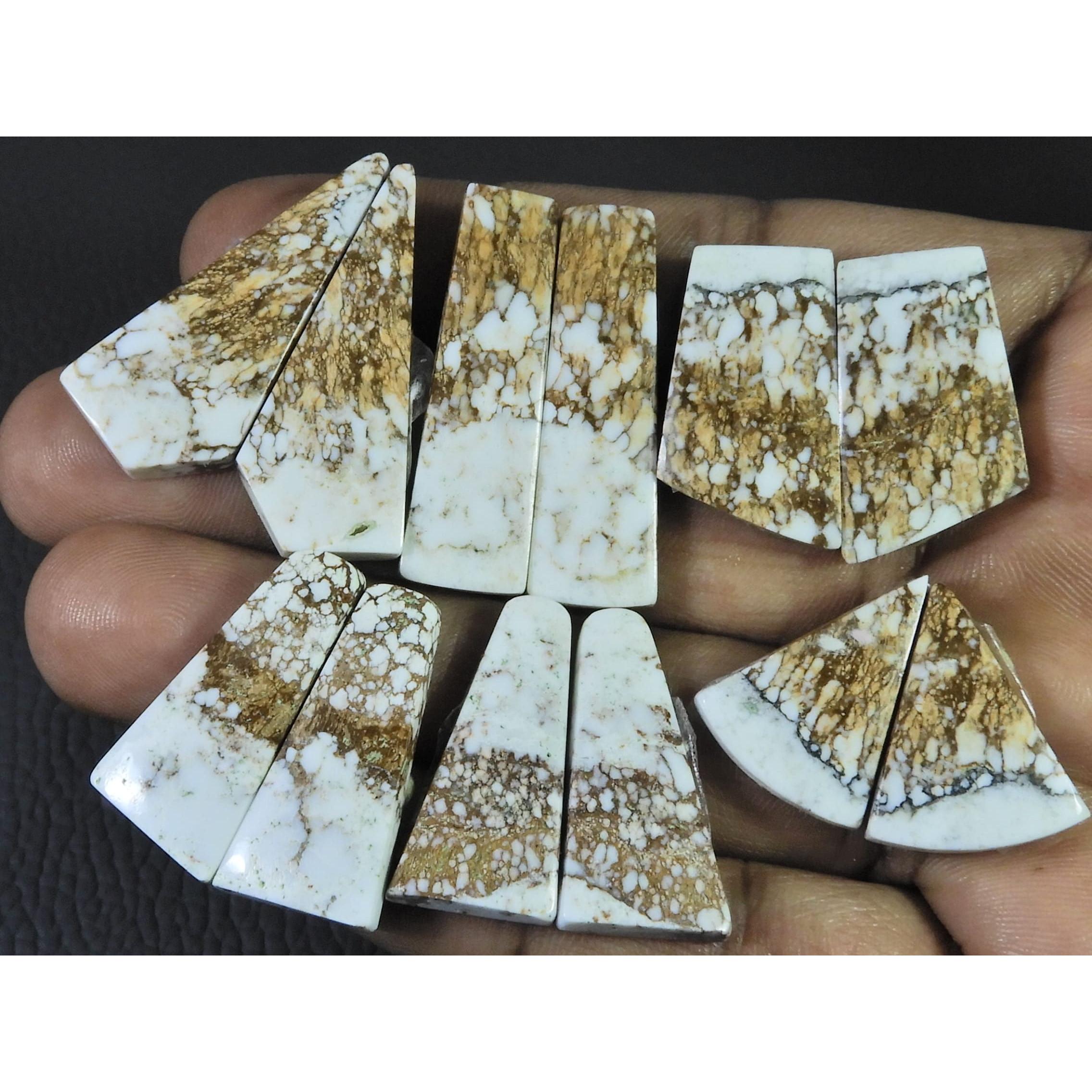 198 Карат. Натуральный Яшма Дикая Лошадь Фантазийный Кабошон Россыпной Драгоценный Камень Партия из 6 Пар C-1464