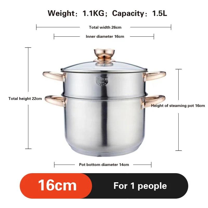 Deutscher Handwerkskunst 304 Edelstahl Suppentopf Suppenset Topf mit Dampfeinsatz Verdickter Dämpf- und Schmortopf Töpfe und Pfannen Hotpot