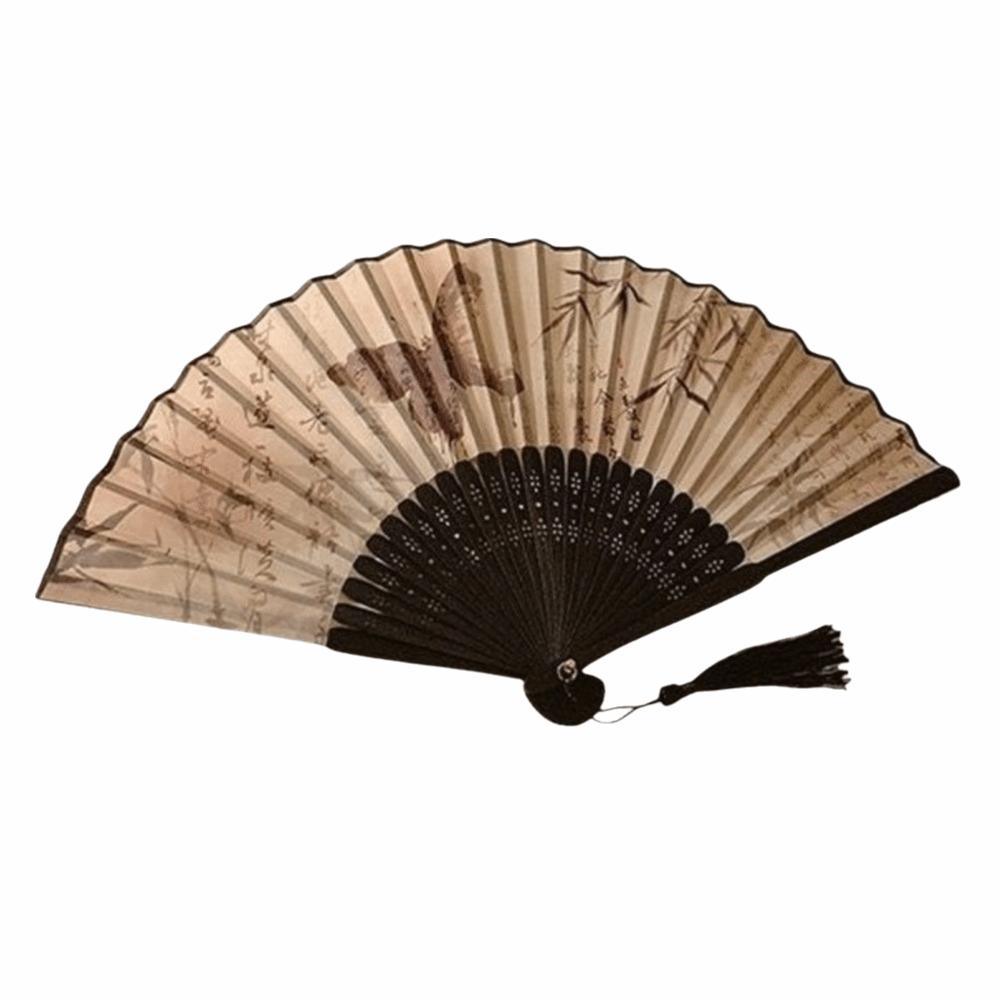 with Tassel Folding Fan Art Craft Woman Fans Vintage Folding Hand Fan Gifts