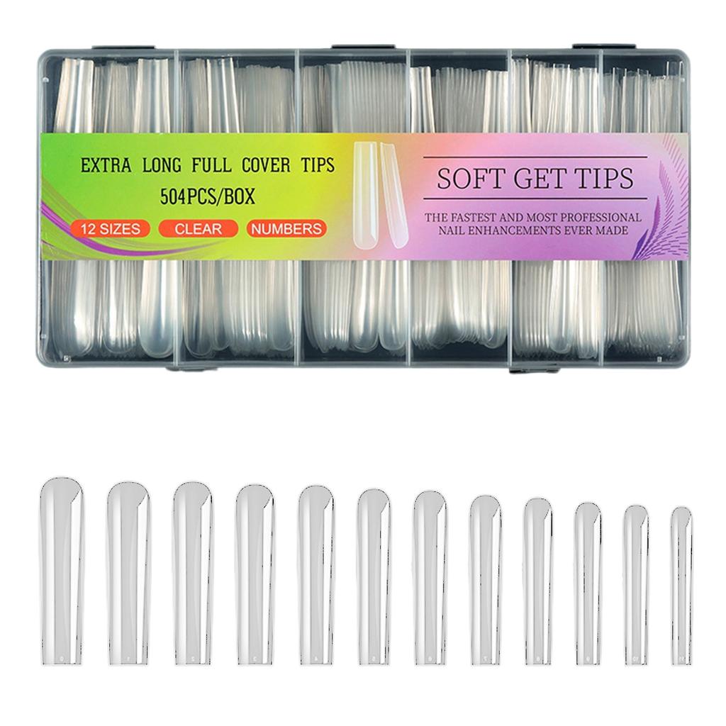 Pack Of 504 Extra Long Clear Soft Gel Nail Tips For Acrylic Nail Salon Supplies Professional Use Nail Supplies