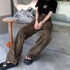 Wide Leg Leopard Print Jeans Straight Leg Cowboy Pants Soft Jeans Women Y2k  Girls