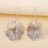 Fashion exaggerated ins cold wind camellia long earrings, light luxury alloy personalized versatile trend earrings