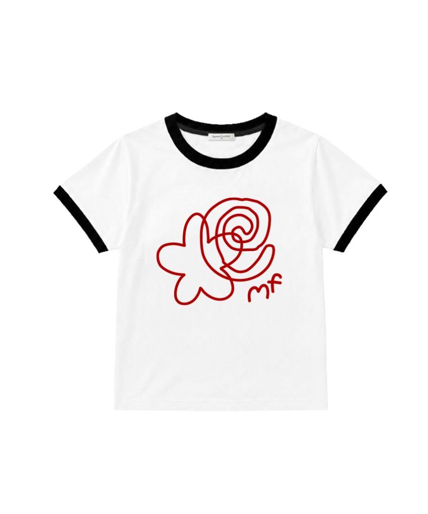 Deomopeuhauseu Doodle Flower Ringer Short Sleeve T-Shirt White
