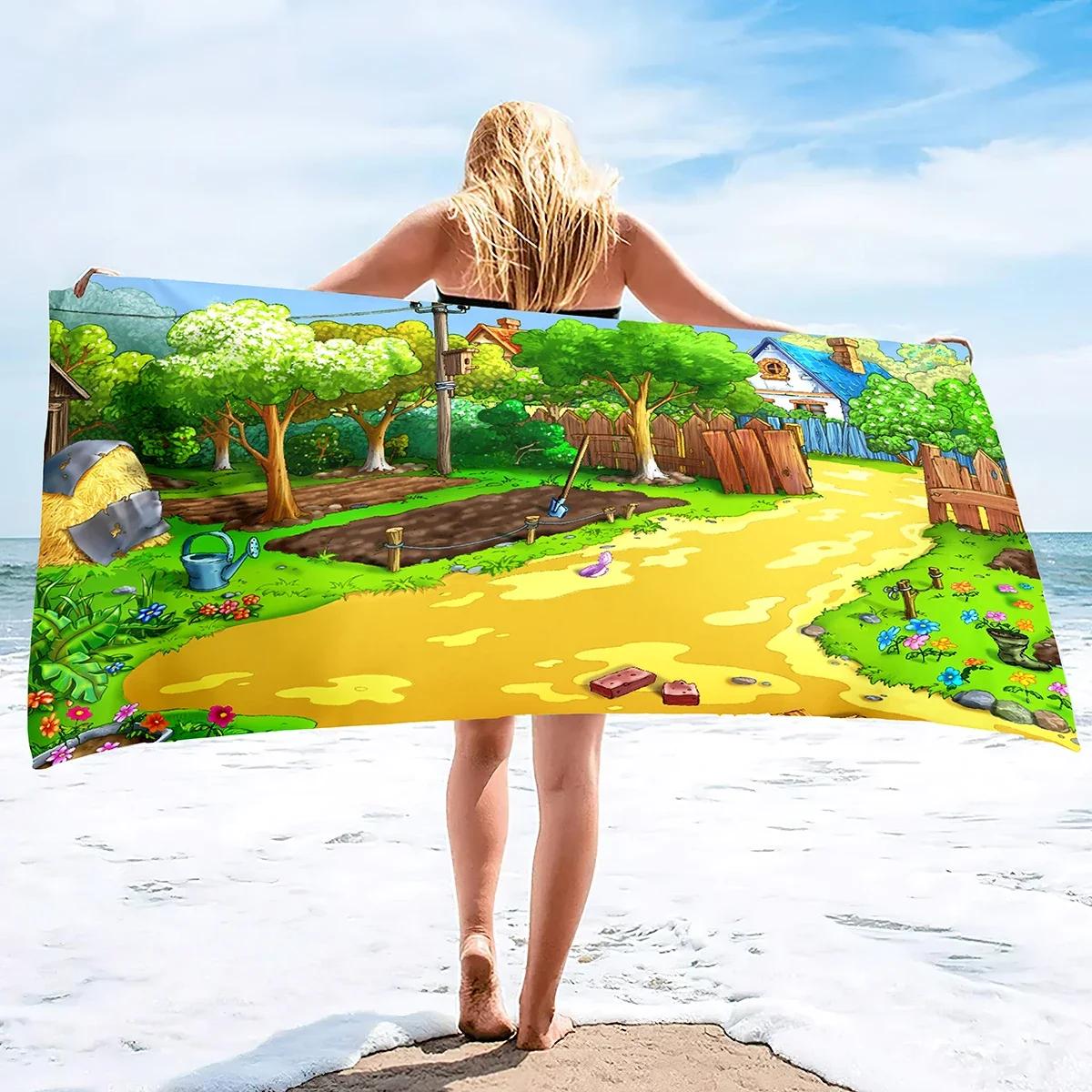 Serviette de Plage Imprimé Zoo, Grande Couverture de Plage Microfibre Serviettes de Douche Bain Serviette de Yoga, Ultra Douce Super Absorbante Jeté de Plage 100X50 cm(39X20in)