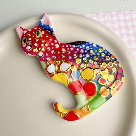 3D Sitting Cat Refrigerator Magnet Embossed Geometric Colorful Kitten Fridge Magnet Home Kitchen Cabinet Locker Whiteboard Decoration