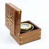 Handcrafted Gimbaled Brass Compass in Wooden Box P7N-L6E-Q29