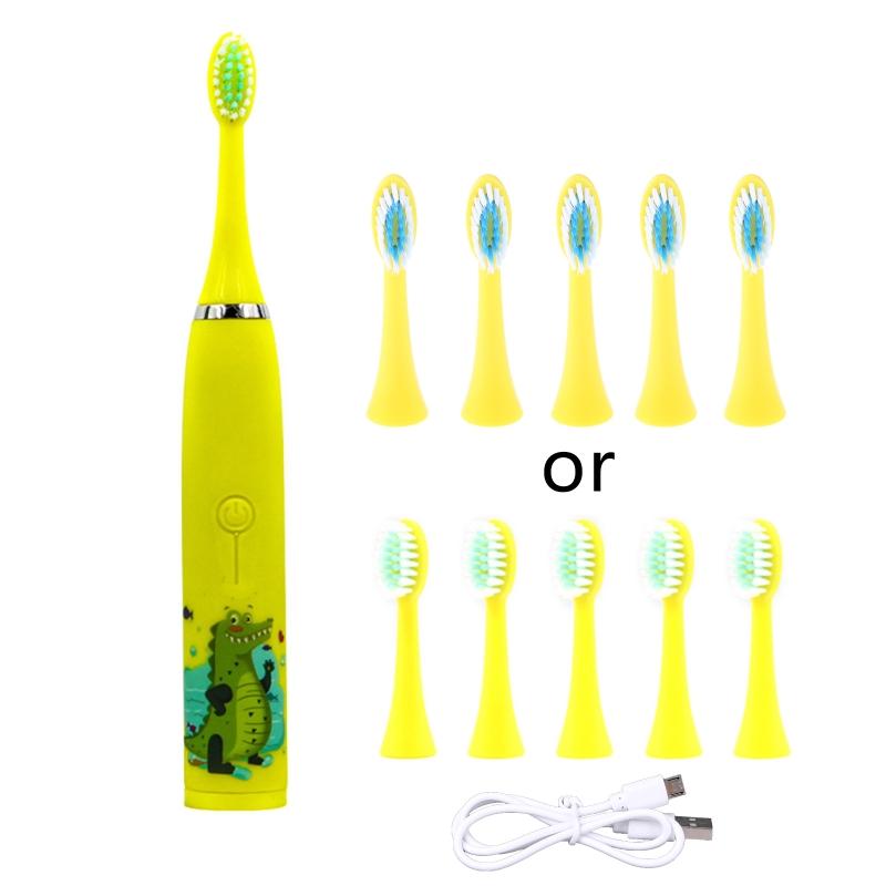 Автоматическая ультразвуковая электрическая зубная щетка с рисунком из мультфильма — фото 11