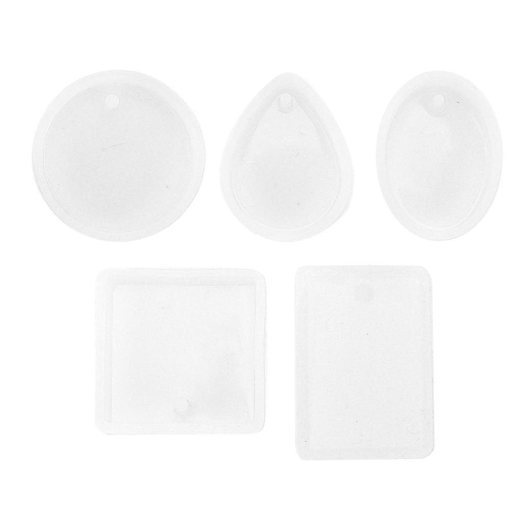 5pcs Silicone Molds Round Foursquare Perforated Jewelry Resin Molds for DIY Pendant Accessories Craft Decoratrion