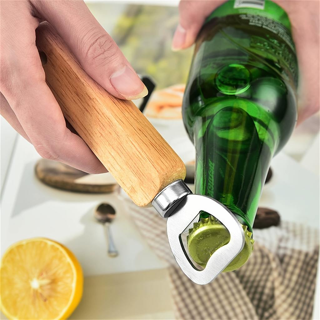 1PC Wooden Handle Beer Bottle Opener, Solid Wood Beer Bottle Opener, Simple Wooden Bottle Opener, Soda Screwdriver Bottle Opener