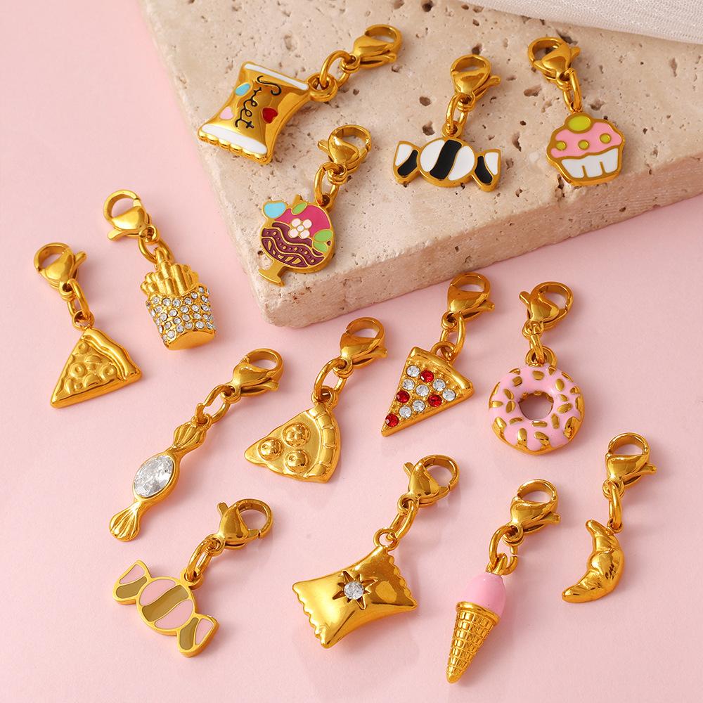 Cute Sweet Wind Pizza Candy Food Series Lobster Buckle Pendant Diy Bracelet Necklace Exquisite Accessories
